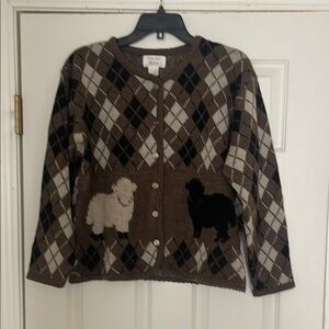 Tally Ho - Vintage 80’s Argyle Sheep Cardigan Sweater - Size L L
